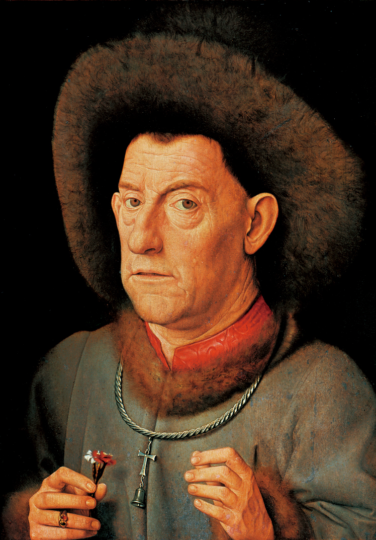   扬·凡·艾克  Jan Van Eyck——手拿花的男子肖像